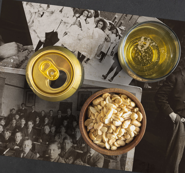 Hus bordstabletter vintage fotokollage - Tenstickers