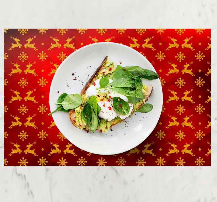 Jul bordstabletter med röd renmönster - Tenstickers