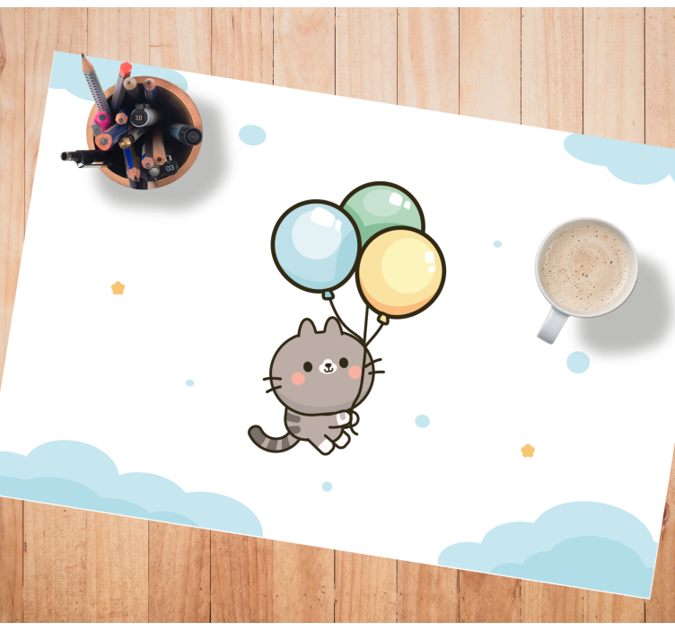 Katt och ballonger barn bordstabletter - Tenstickers