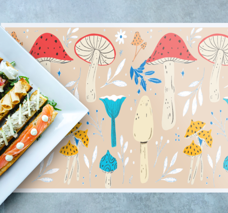 Klassiska svampar beige bakgrundsmattor - Tenstickers