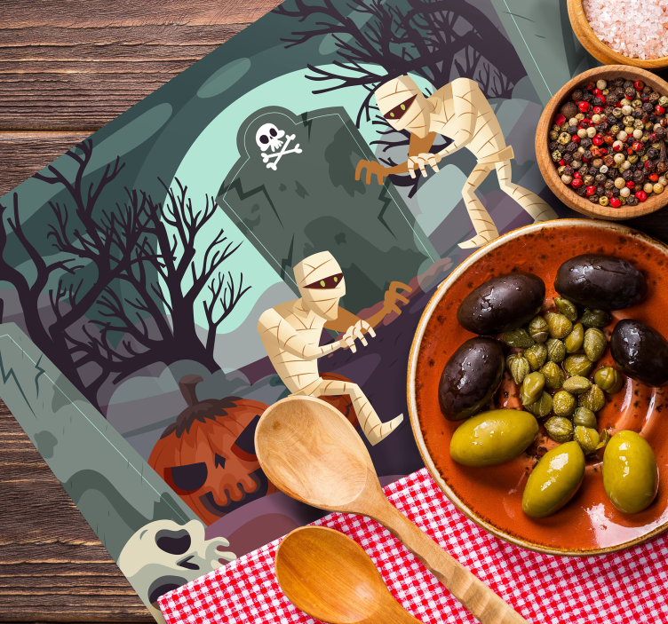 Läskiga mumier halloween bordstabletter - Tenstickers