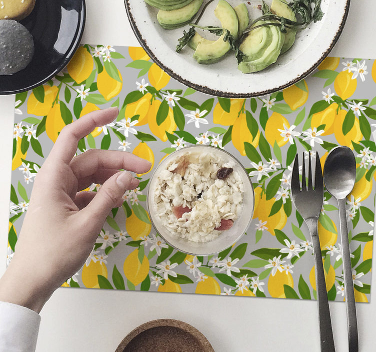 Lemon floral mönster bordstabletter original - Tenstickers