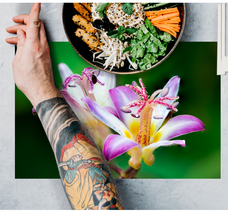 Lila och gula blommor original bordstabletter - Tenstickers