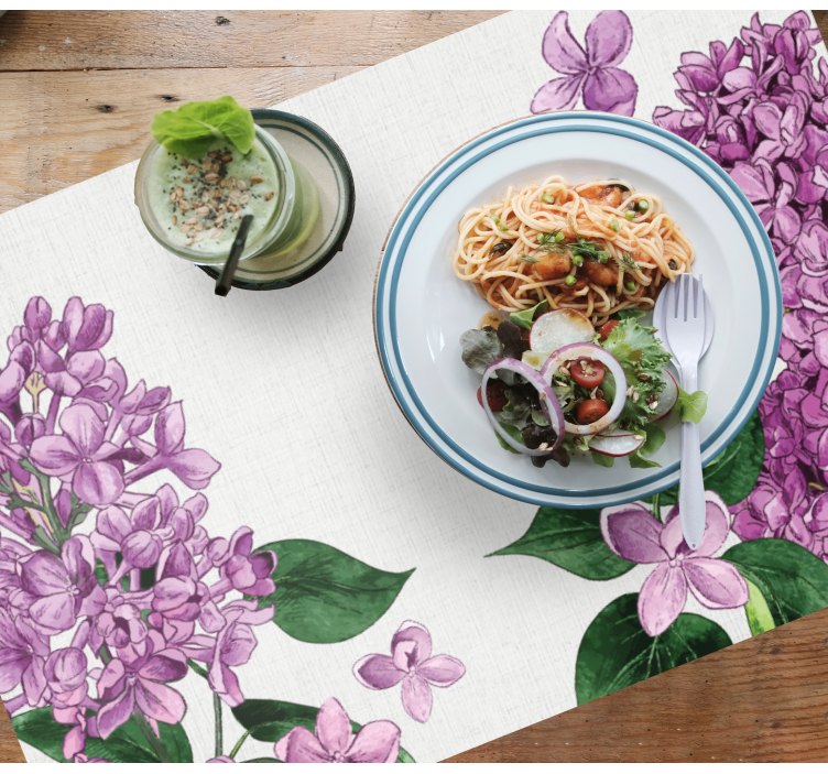 Lilac floral pattern bordstabletter original - Tenstickers