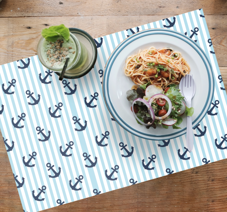 Marinblå vertikala ränder mönster bordstabletter - Tenstickers