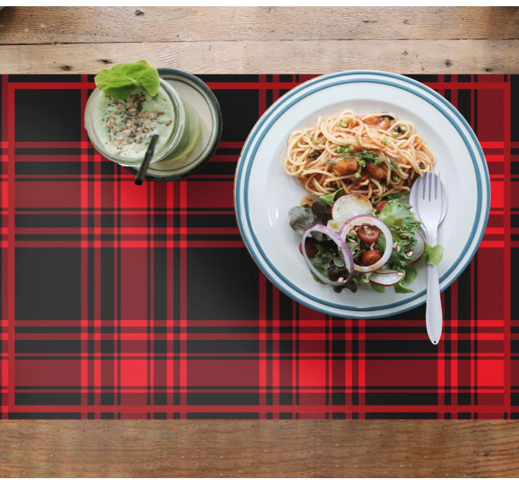 Menzies tartan svart röd rutmönster bordstabletter - Tenstickers