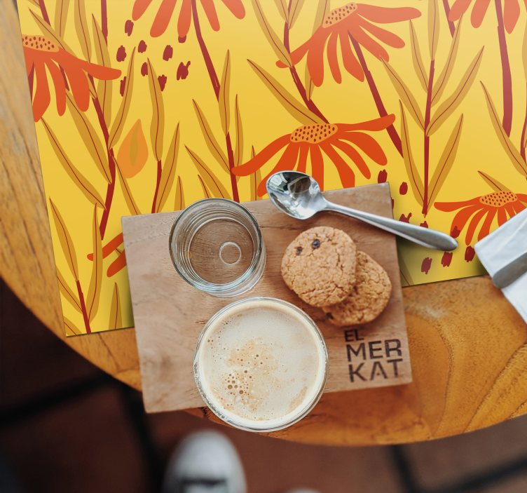 Modern orange blomma moderna bordstabletter - Tenstickers