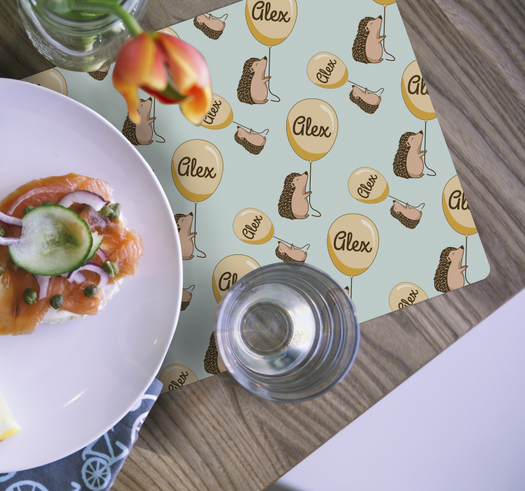 Porcupine med ballong och namn hem bordstabletter - Tenstickers