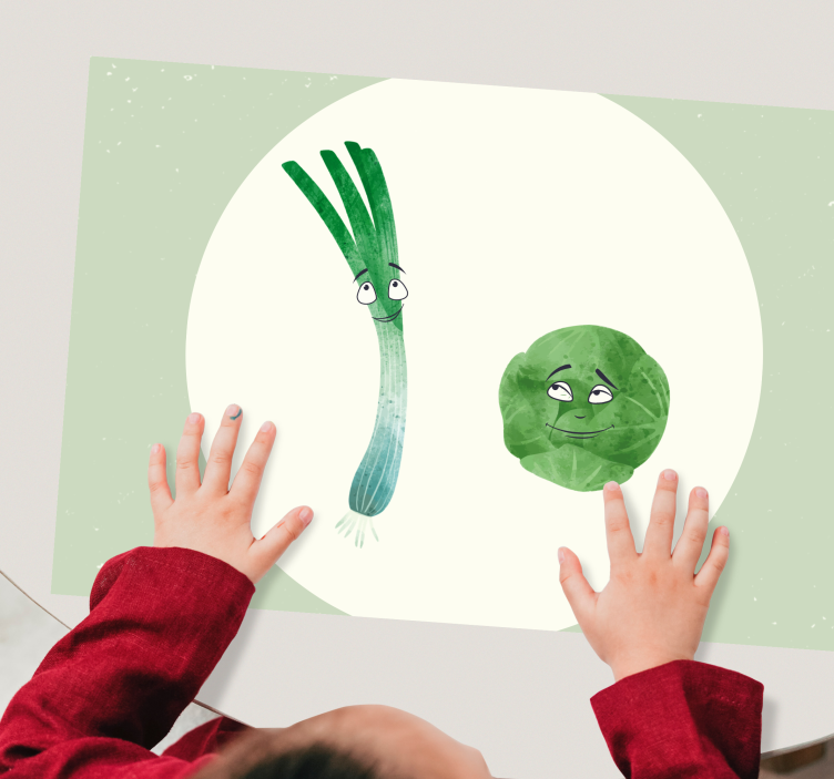 Purjolök och brysselkål illustration bordstabletter - Tenstickers