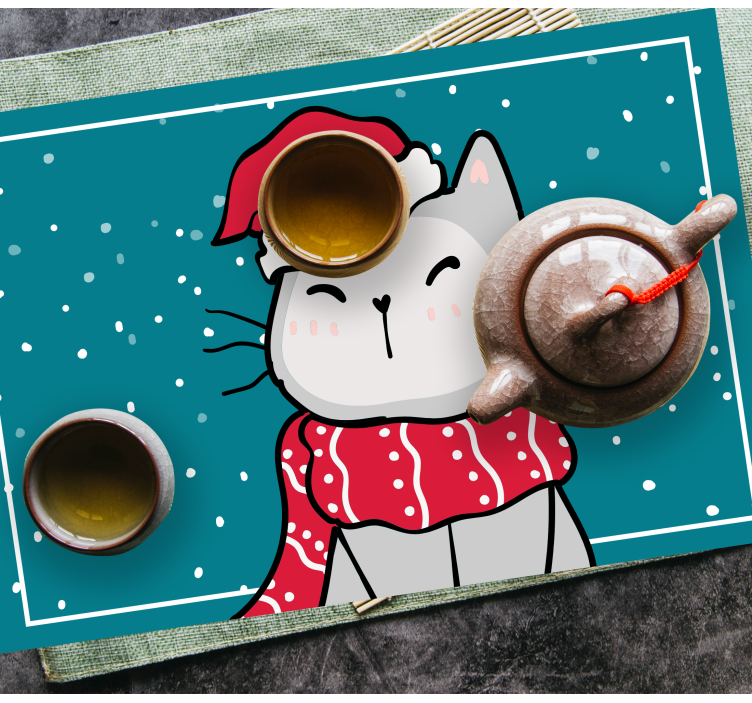 Rolig katt jul design jul bordstabletter - Tenstickers