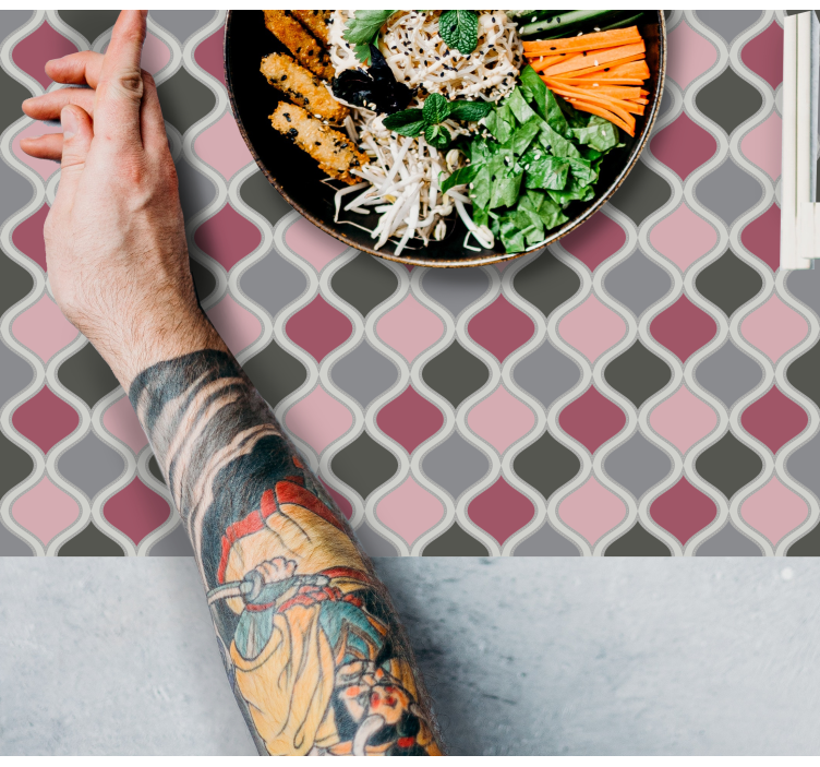 Rosa och grå mönstrade eleganta bordstabletter - Tenstickers