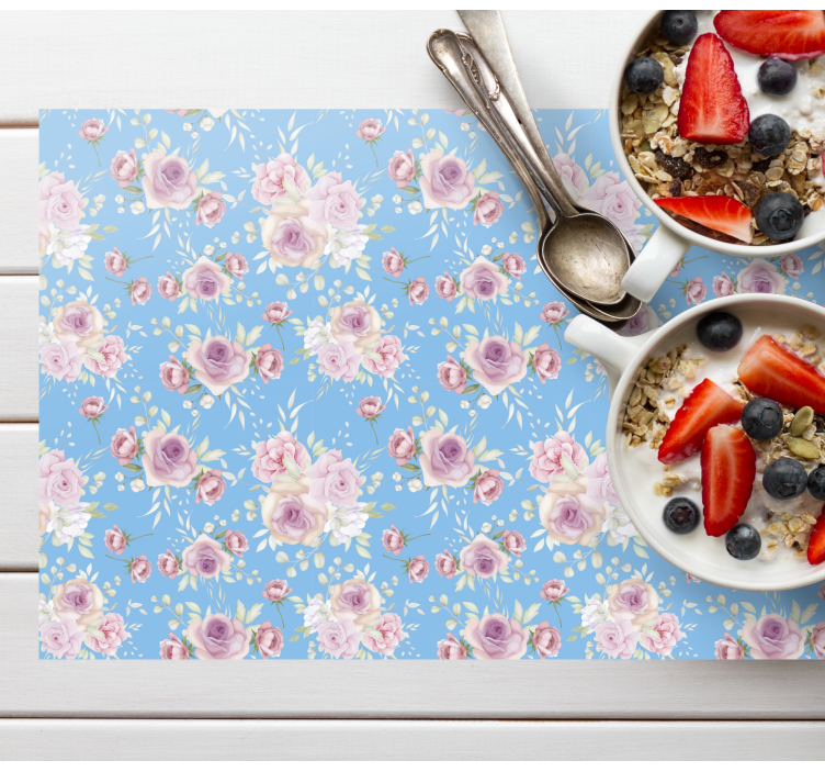 Rosor på blå bakgrund texturerade bordstabletter - Tenstickers