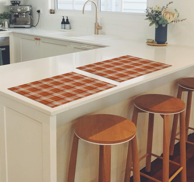 Rutigt orange mönster bordstabletter elegant - Tenstickers