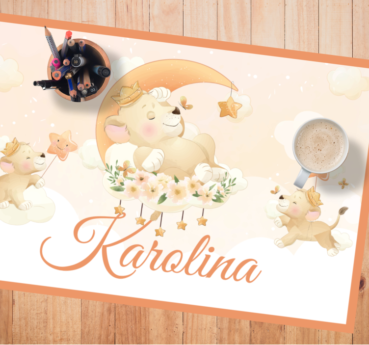 Söta djur lejon med namn barn bordstabletter - Tenstickers