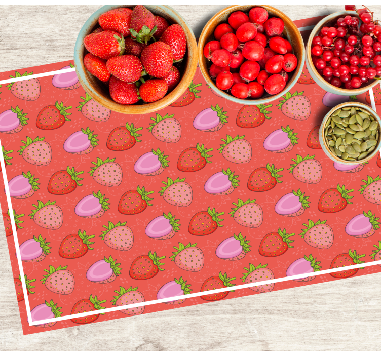 Söta rosa jordgubbar moderna bordstabletter - Tenstickers