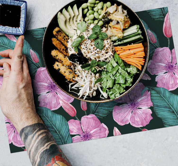 Stora tropiska blommor blommiga bordstabletter - Tenstickers