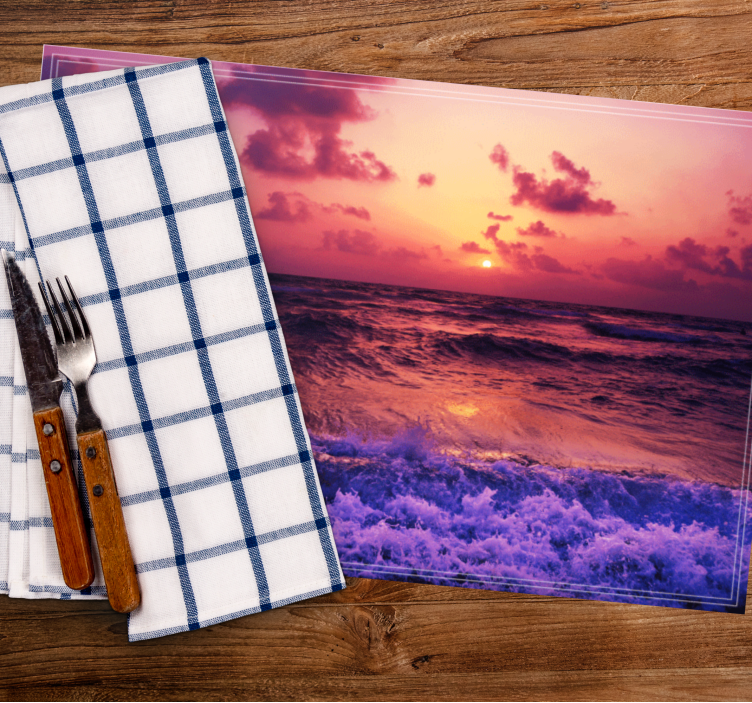 Sunset ocean scene bordstabletter original - Tenstickers
