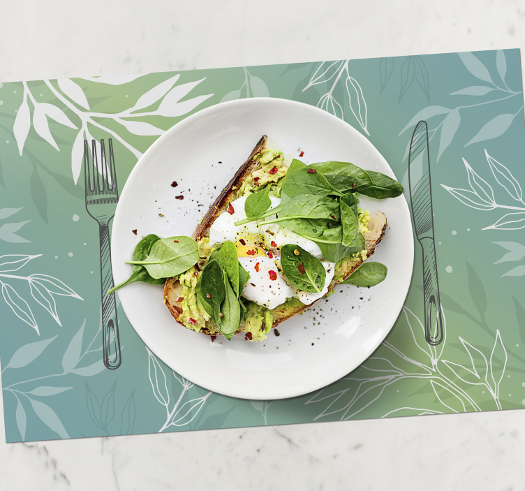 Tallrik och bestick med akvarellplattformar - Tenstickers