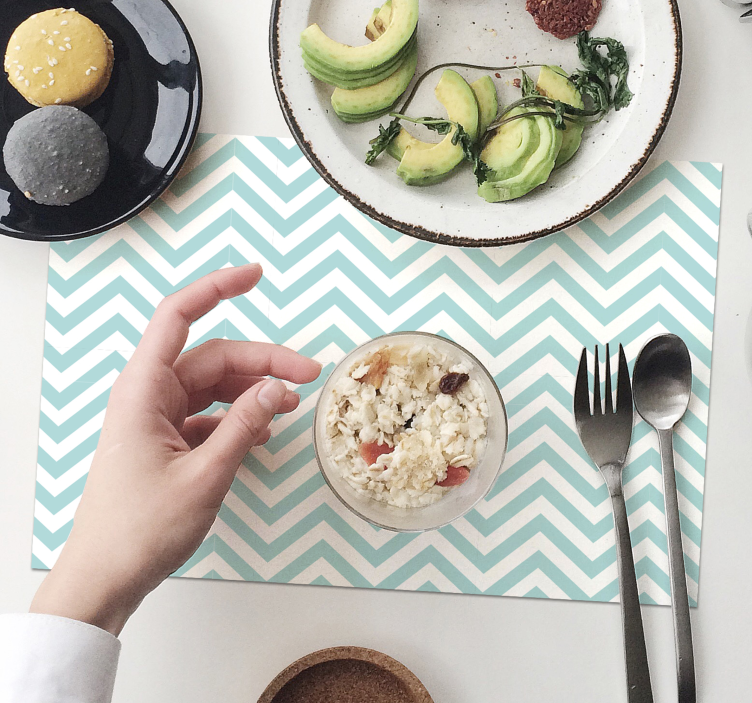 Turkos sicksackmönster original bordstabletter - Tenstickers