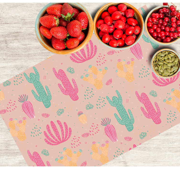 Vibrant cactus pattern bordstabletter original - Tenstickers
