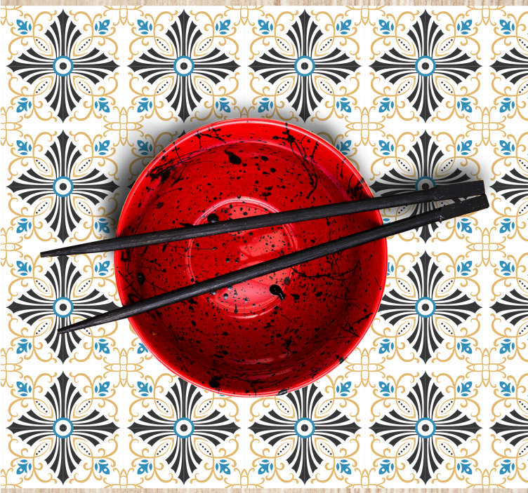 Vibrant crimson bowl bordstabletter original - Tenstickers