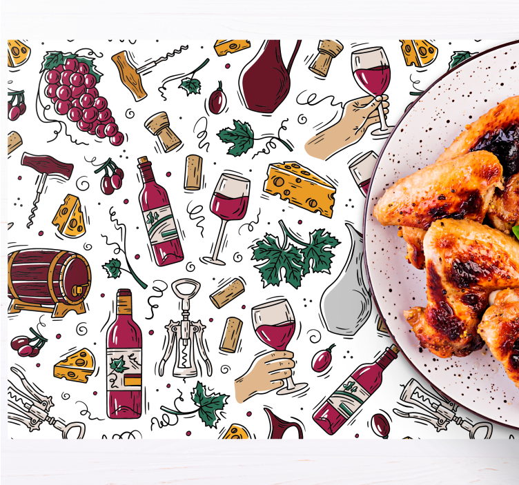 Vin och ost tema bordstabletter original - Tenstickers