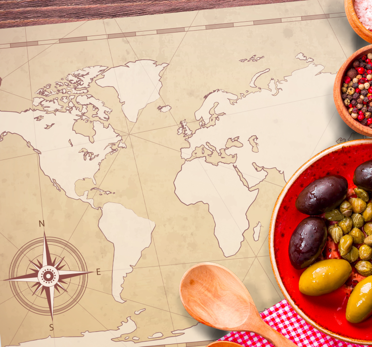 Vintage världskarta vinylplattformar - Tenstickers