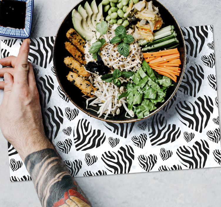 Zebra heart pattern bordstabletter - Tenstickers