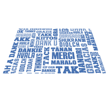 Tack på många språk restaurangvinyl bordstabletter - Tenstickers