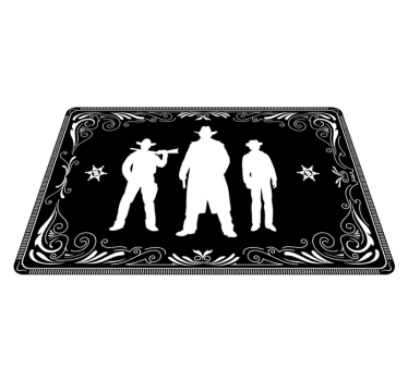 Cowboy och hästar mönster svart vinyl bordstabletter - Tenstickers
