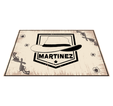 Cowboyhatt med namnnamn vinyl bordstabletter - Tenstickers