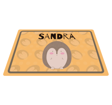 Piggsvin ritad med namnet hedgehog vinyl bordstabletter - Tenstickers