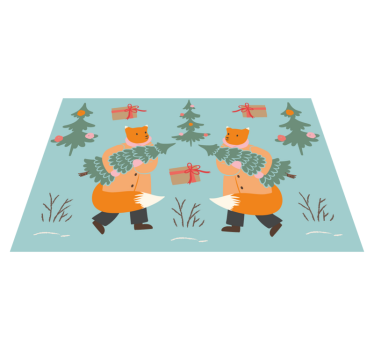 Jul bordstabletter festlig räv bärande träd - Tenstickers