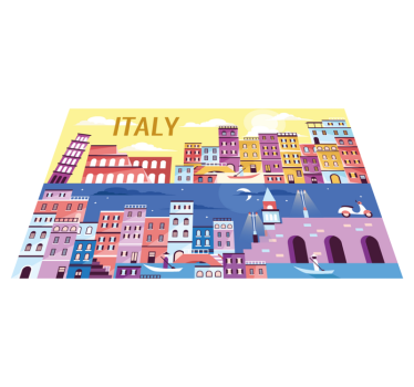 Bordstabletter med namn vibrant italiensk stadssilhuett - Tenstickers