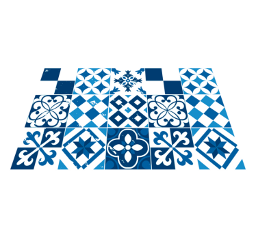 Blomma vita och blåmoderna vinylplattformar - Tenstickers