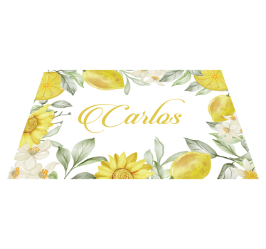 Bordstabletter med namn citronblomsterarrangemang - Tenstickers