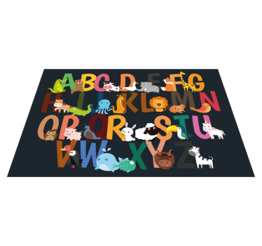 Djur alfabet engelska barn matta - Tenstickers