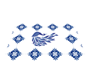 Peacock floral motif bordstabletter original - Tenstickers