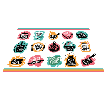 Matlagning mat kök emblem logotyper hem vinyl bordstabletter - Tenstickers