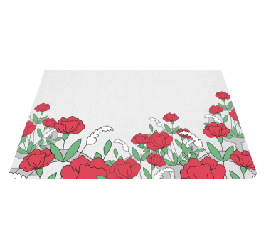 Röda ritade blommor original vinylplattformar - Tenstickers