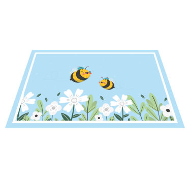 Vit blomma med bi original vinylplattformar - Tenstickers