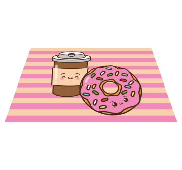 Rosa donut och kaffe original vinylplattformar - Tenstickers