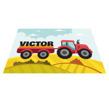 Färgglada traktor och namn personliga bordsmattor - Tenstickers