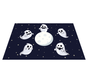 Vita flygande spöken med måne halloween bordsmattor - Tenstickers