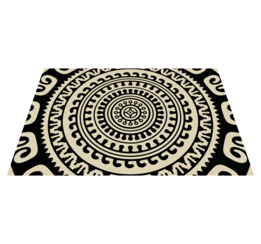 Bordstabletter i vinyl i beige och svart etnisk textur - Tenstickers