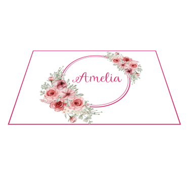 Rosa blommor över vit bakgrund personliga bordsmattor - Tenstickers