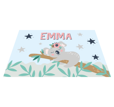 Söt koala för tjej med namn barnbordsmatta - Tenstickers