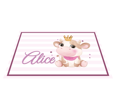 Söt ko för flicka med namn barn bordsmatta - Tenstickers