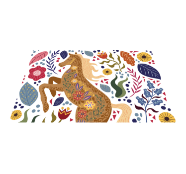 Vild häst folklore illustration original vinyl bordstabletter - Tenstickers
