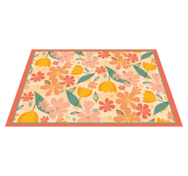 Färgglada vintage blad och blommor original vinyl bordstabletter - Tenstickers